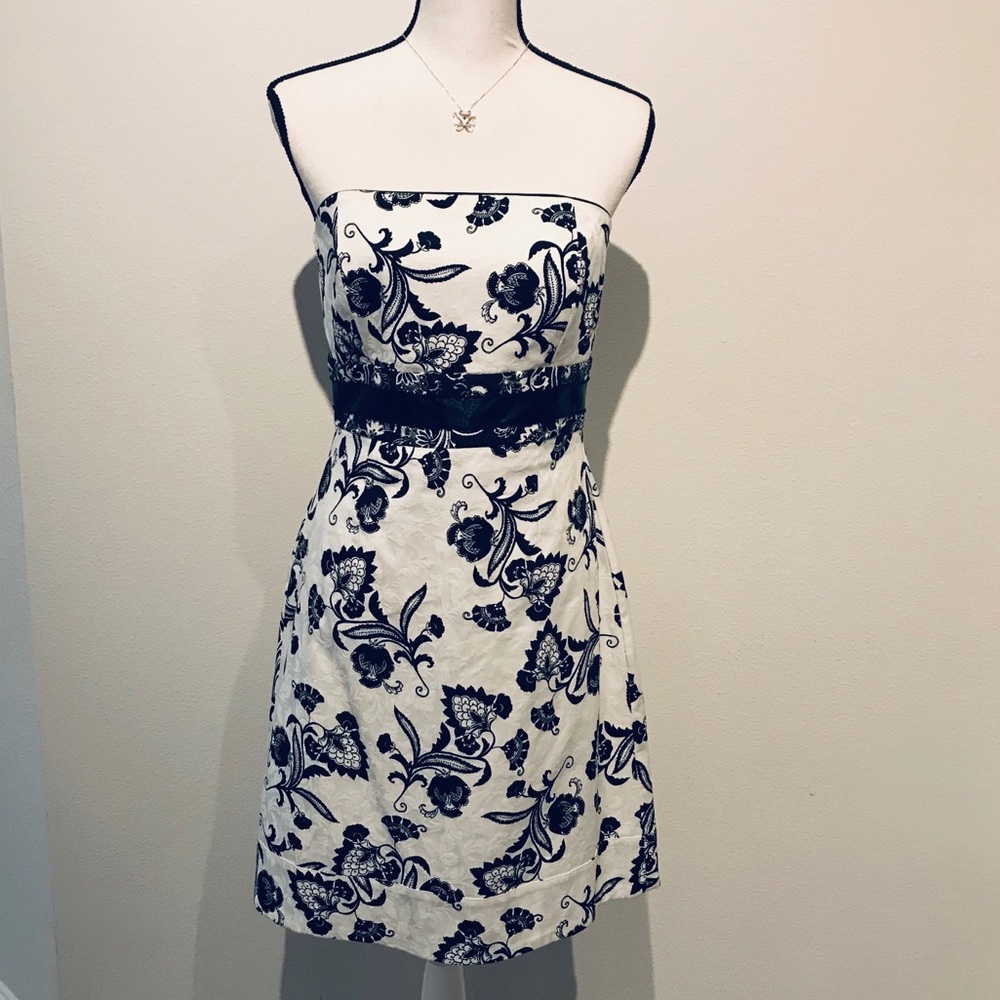 White House Black Market Strapless Floral Dress